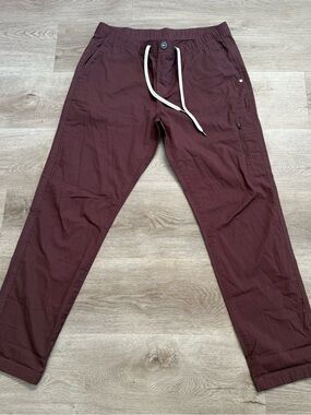 Vuori Women's Chestnut Ripstop Pants Drawstring Zipper Pockets Stretch Large